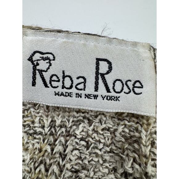 Reba Rose Cardigan Knit Beige Neutral Grandma Retro 90s Made in USA - Picture 9 of 12